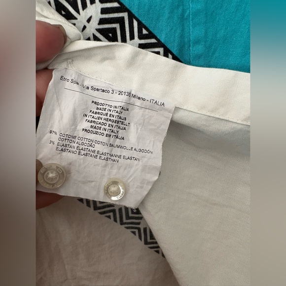 Etro Blue and Black Geometric paisley Pattern button down Shirt IT50 USMedium - Picture 9 of 12